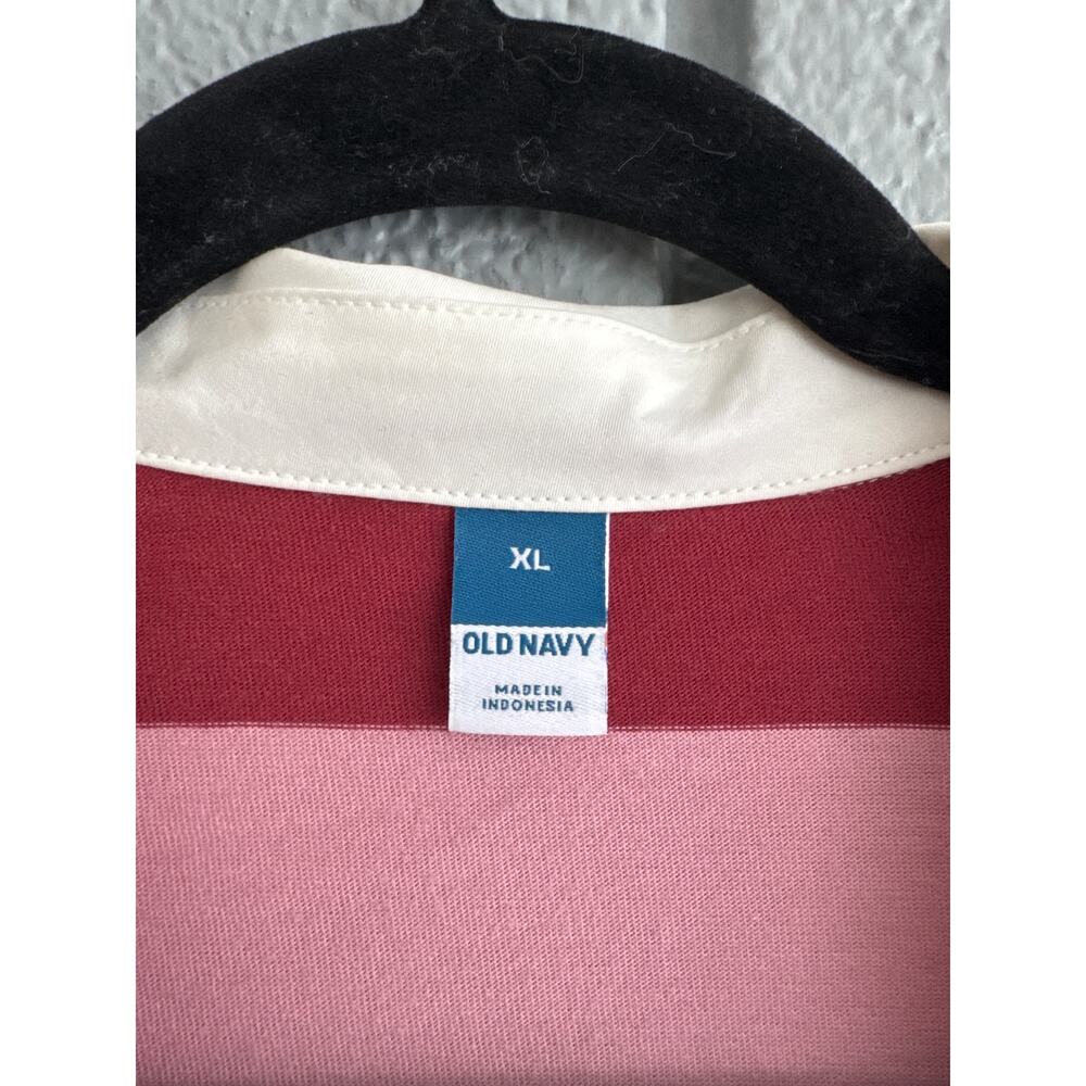 Old Navy Oversized Rugby Polo size XL in Pink Stripe - Picture 3 of 4